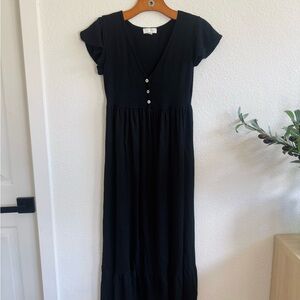See You Monday Black Buttoned Maxi Dress
